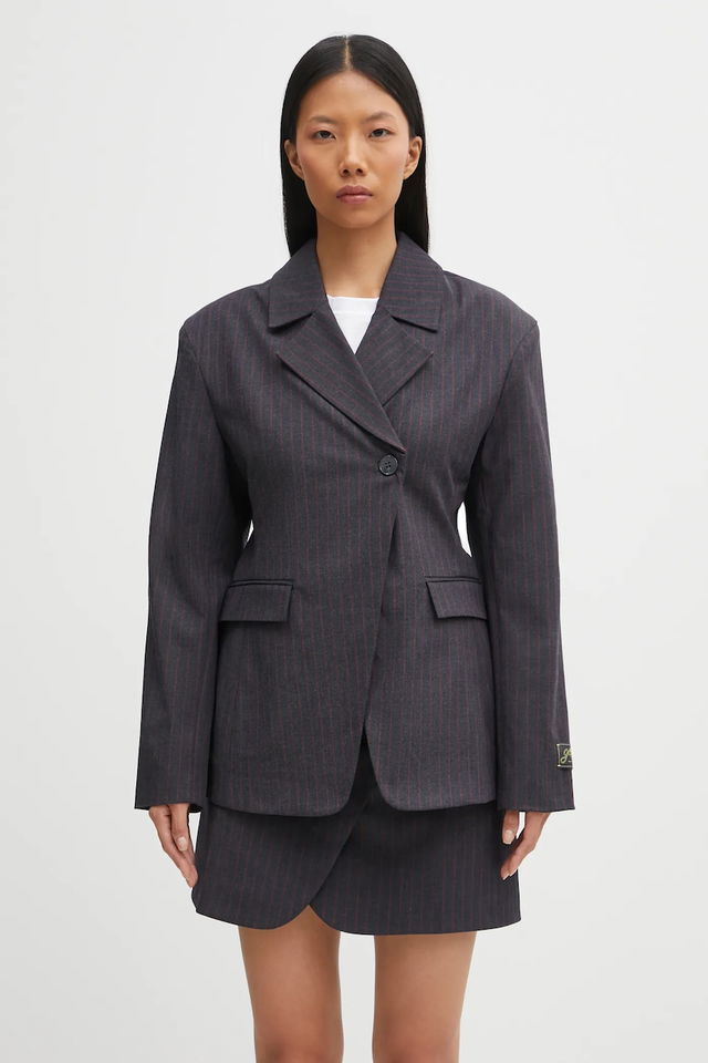 Asymmetric Pinstripe Blazer