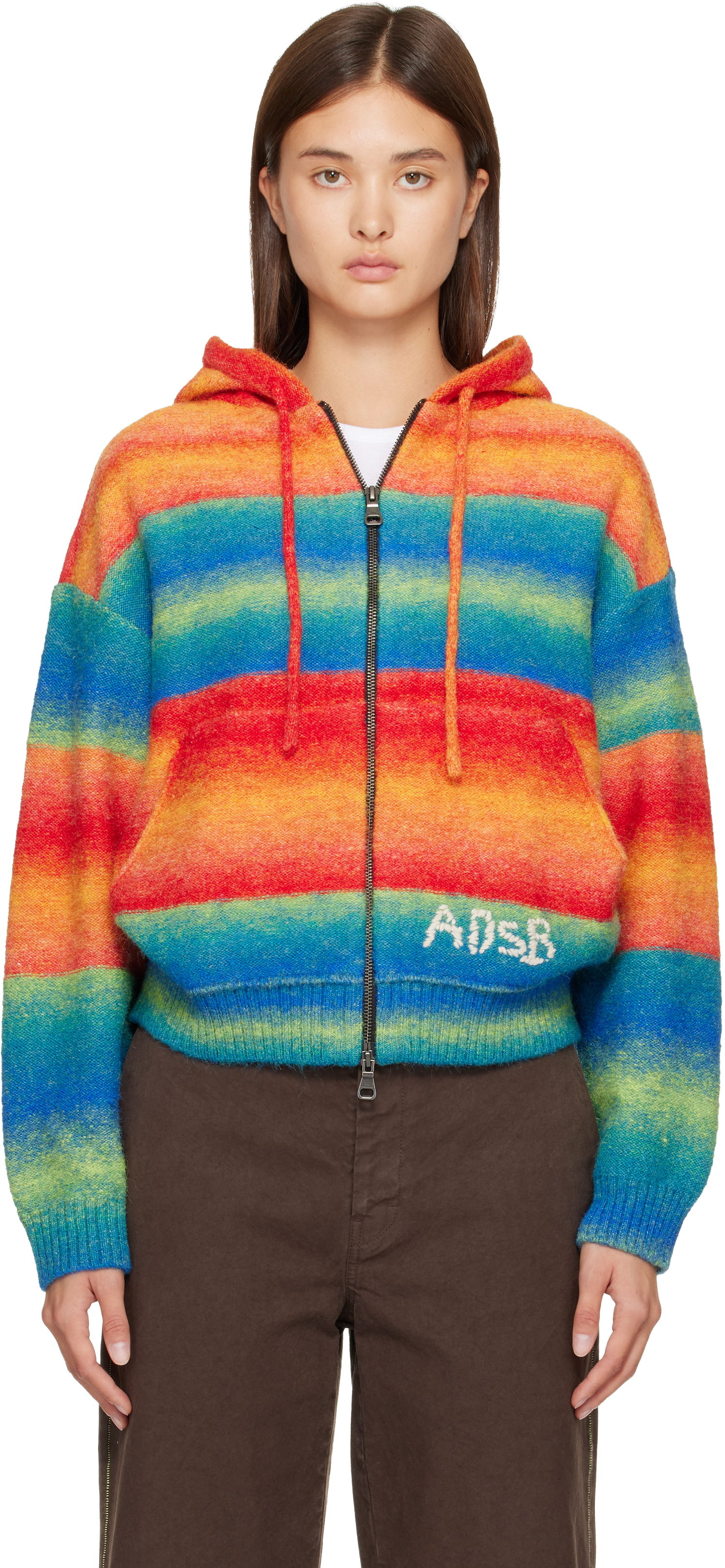 Суитчър Andersson Bell Full-Zip Striped Knit Hoodie with ADSB Embroidery Многоцветен | atb1390u, 0