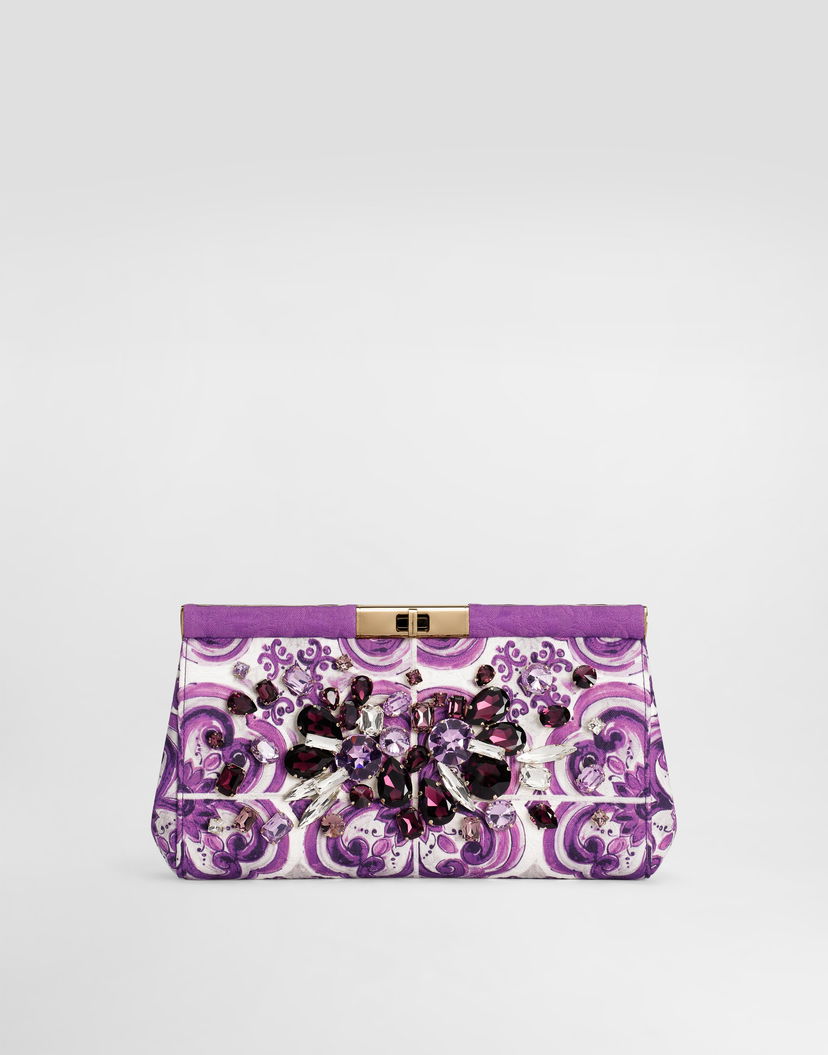Дамска чанта Dolce & Gabbana Dolce & Gabbana Marlene Embroidered Brocade Clutch Лилаво | BB7672AE123I03TN