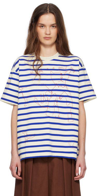 Тениска Bode Bode Margate Striped T-Shirt Бяло | MRS25CS003, 0