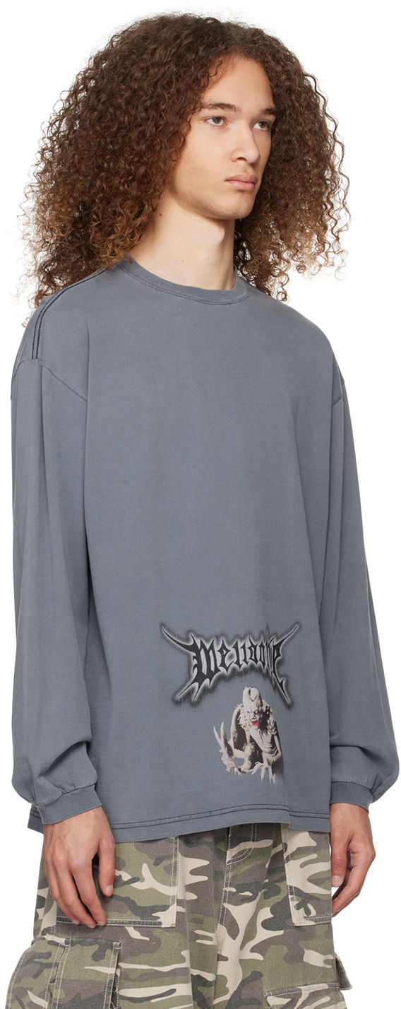 Тениска We11done Monster Graphic Long Sleeve T-Shirt Синьо | WD-TT0-24-718-U-NV, 1