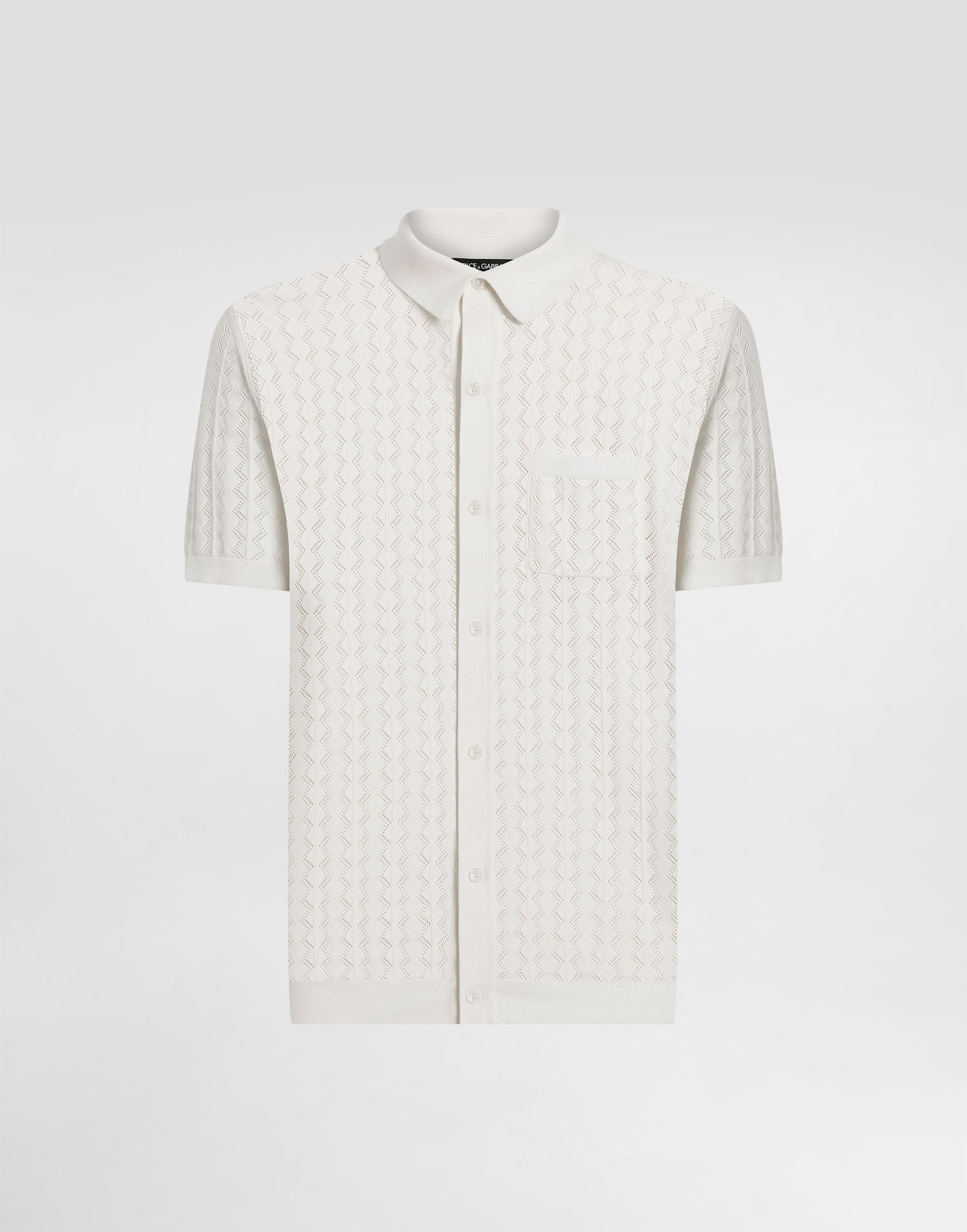 Поло тениска Dolce & Gabbana Dolce & Gabbana Short-Sleeved Openwork Polo Shirt Бяло | GXVA9TJBCFJW0001, 0