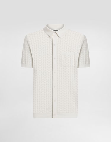 Поло тениска Dolce & Gabbana Dolce & Gabbana Short-Sleeved Openwork Polo Shirt Бяло | GXVA9TJBCFJW0001, 0
