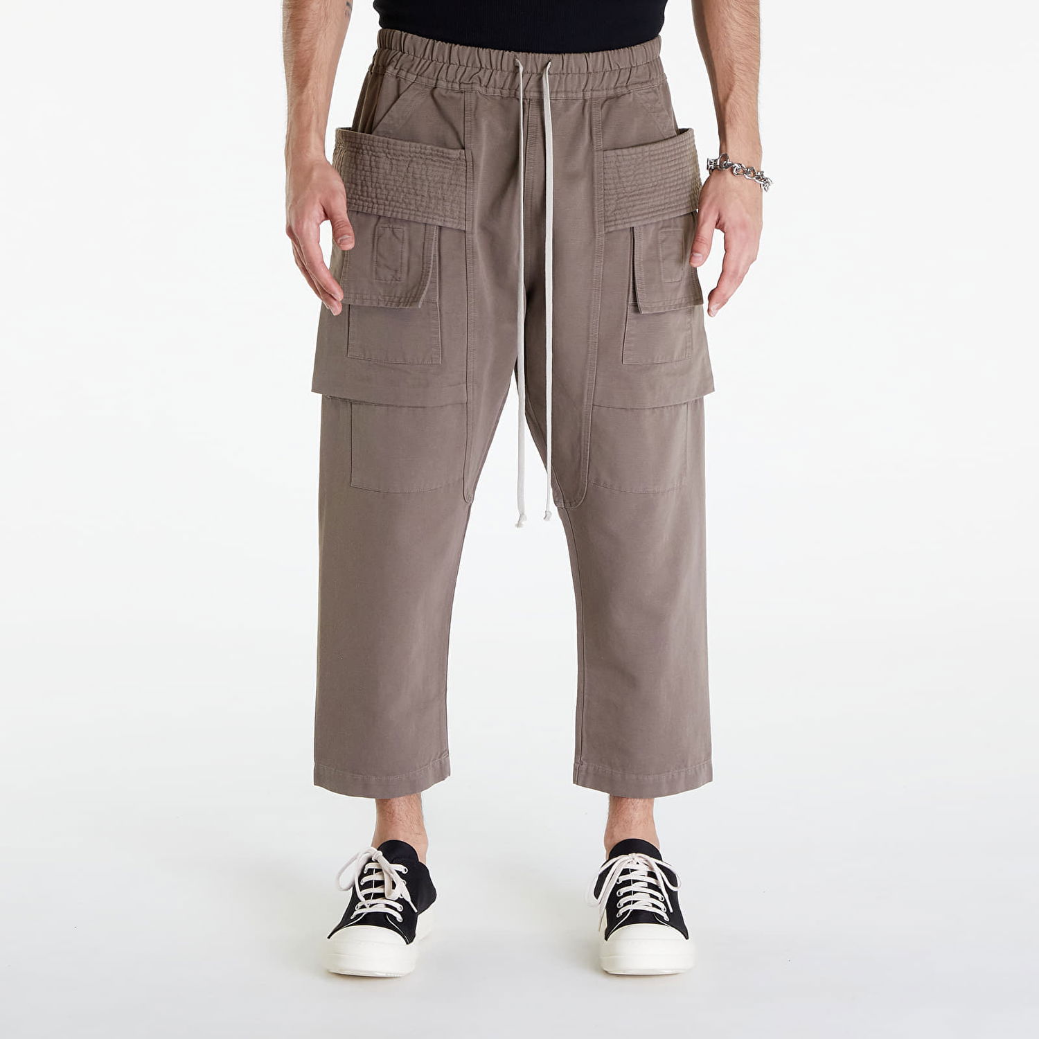 Карго панталони Rick Owens DRKSHDW Creatch Cargo Cropped Drawstring Dust Кафяво | DU01D1371 CB 34, 0