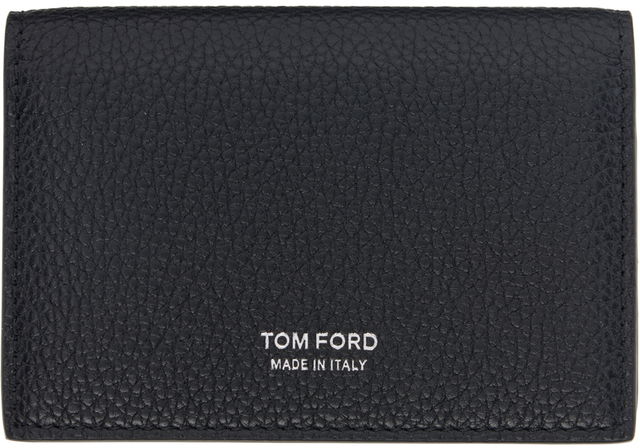 Black Soft Grain Leather T Line Business Card Holder