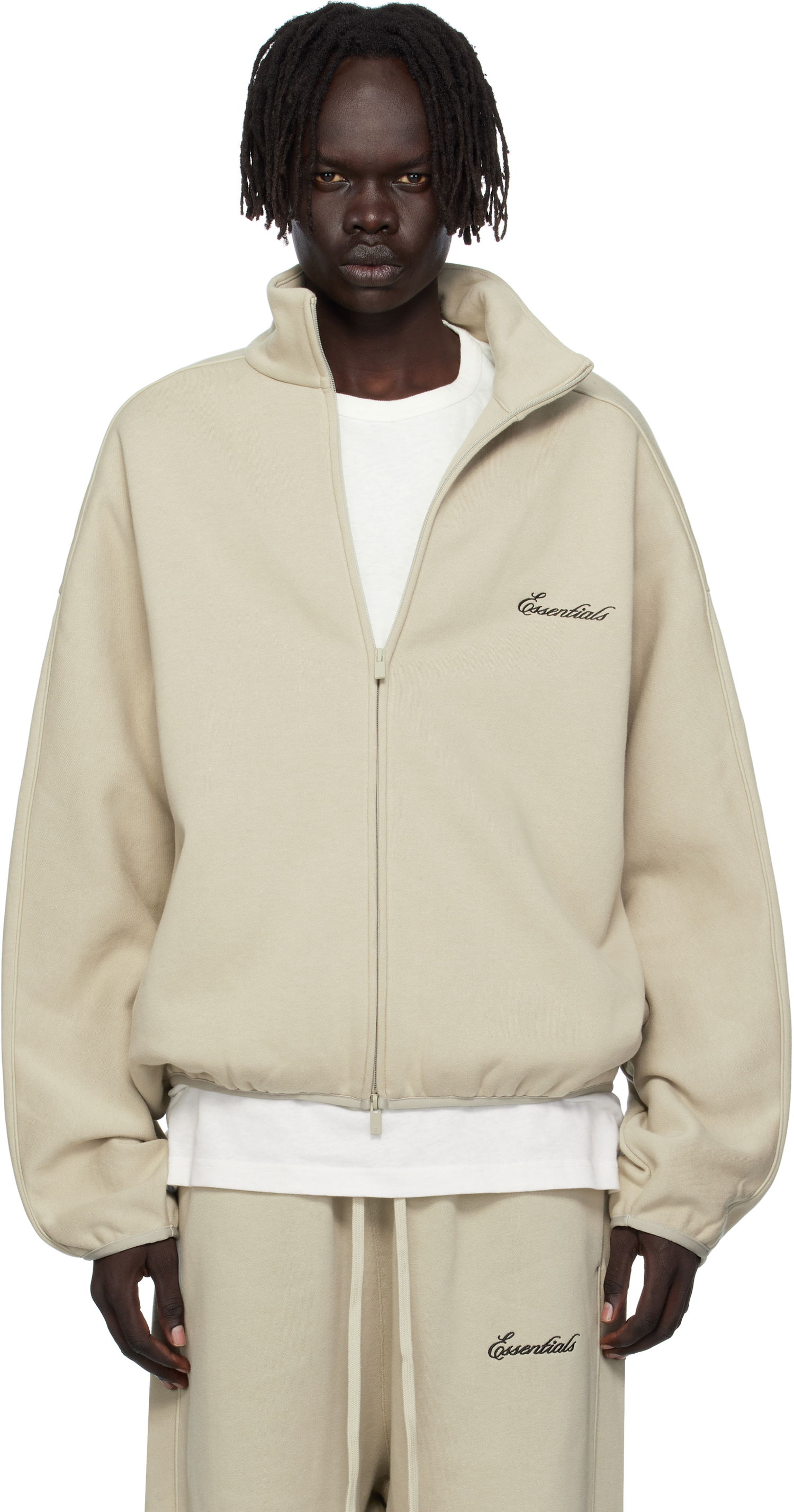 Яке Fear of God Fear of God ESSENTIALS Modern Fit Fleece Track Jacket Бежово | 202SP256896F, 0