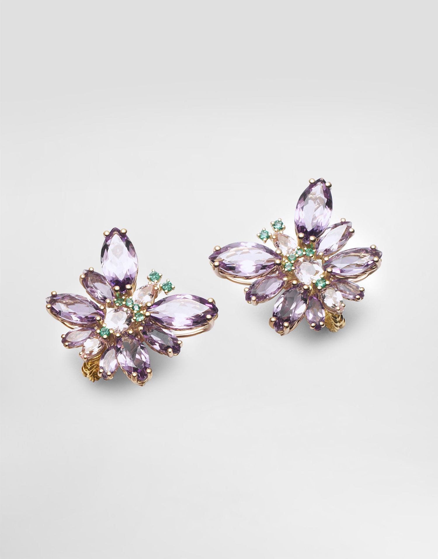 Обеци Dolce & Gabbana Dolce & Gabbana Butterfly Earrings with Amethysts, Morganites, and Emeralds in 18K Gold Лилаво | WEJI3GWAM03ZOO00, 1