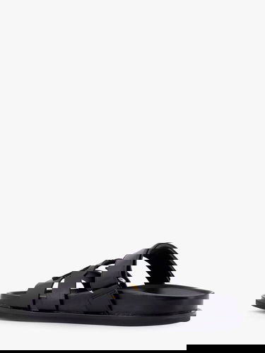 Кецове и обувки Tory Burch Black Leather Slide Sandals Черно | 161636006, 2