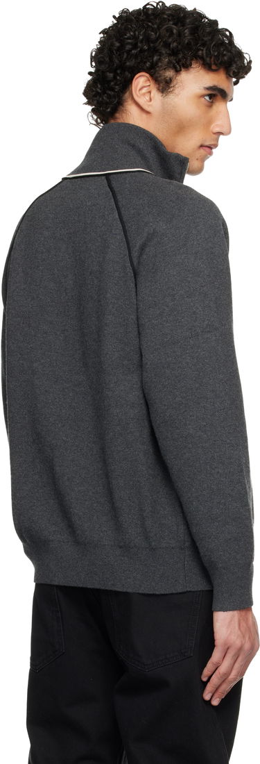 Пуловер ISABEL MARANT Sergio Full-Zip Knit Cardigan with Contrast Piping and Embroidered Logo Сиво | CA0171HA-D1L06H, 2