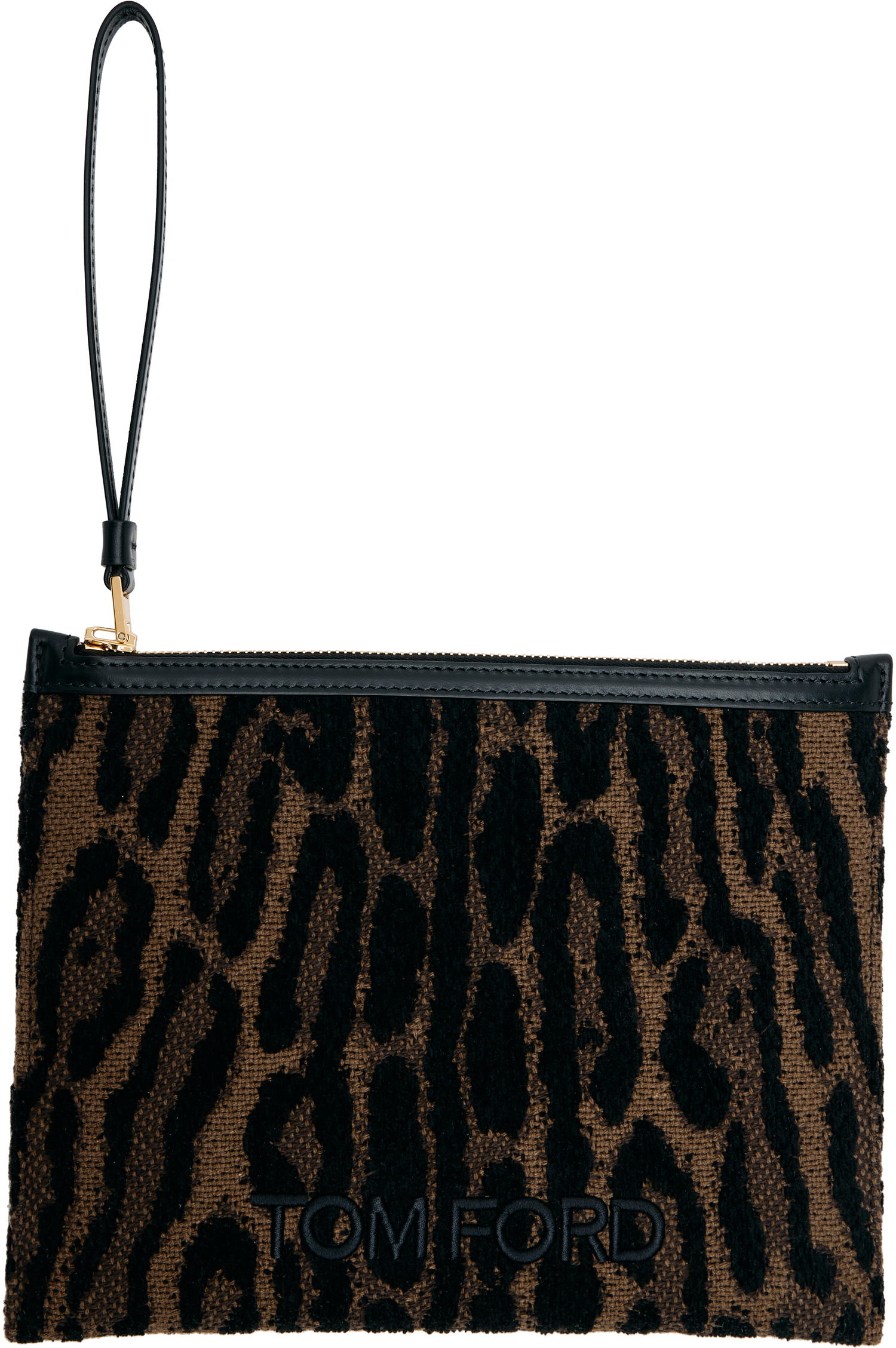 Портфейл Tom Ford TOM FORD Leopard Jacquard Wristlet Pouch Кафяво | S0522-TSY057G, 0