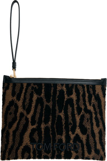 Портфейл Tom Ford TOM FORD Leopard Jacquard Wristlet Pouch Кафяво | S0522-TSY057G, 0