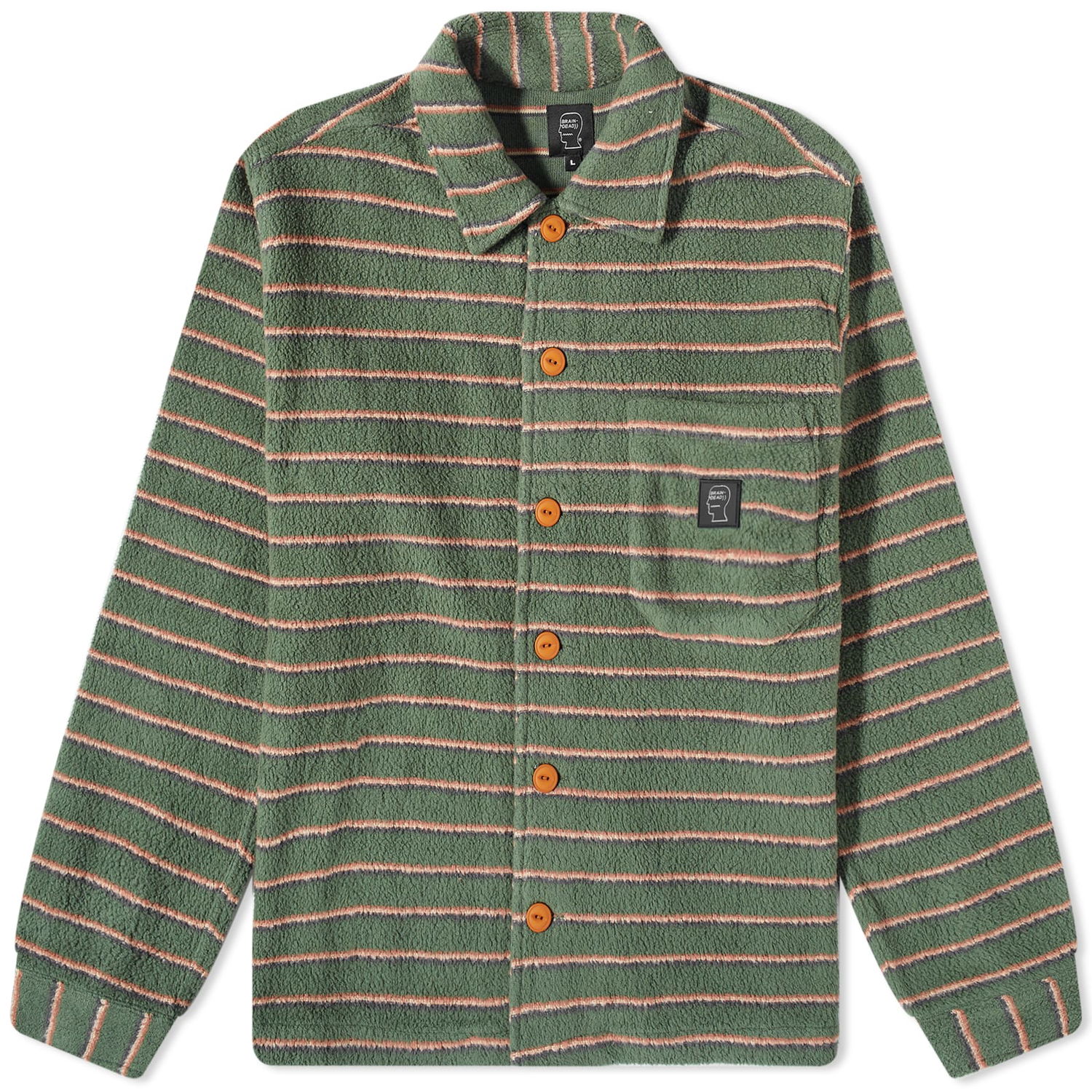 Яке Brain Dead Striped Micro Sherpa Overshirt Бургунди | BDP23T25003134GR21, 0