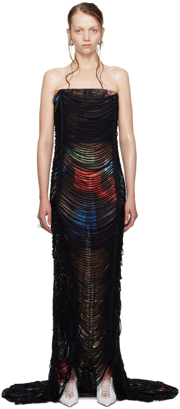 Pокля Jean Paul Gaultier Shayne Oliver Edition 'The Long Slashed City' Maxi Dress Черно | 24/27-F-RO148-T551-60405030