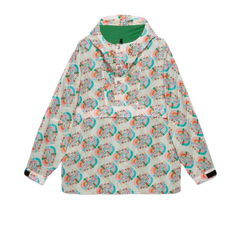 Яке Gucci The North Face x Nylon Jacket Ivory/Multicolor Зелено | 671467 ZAH9J 9486
