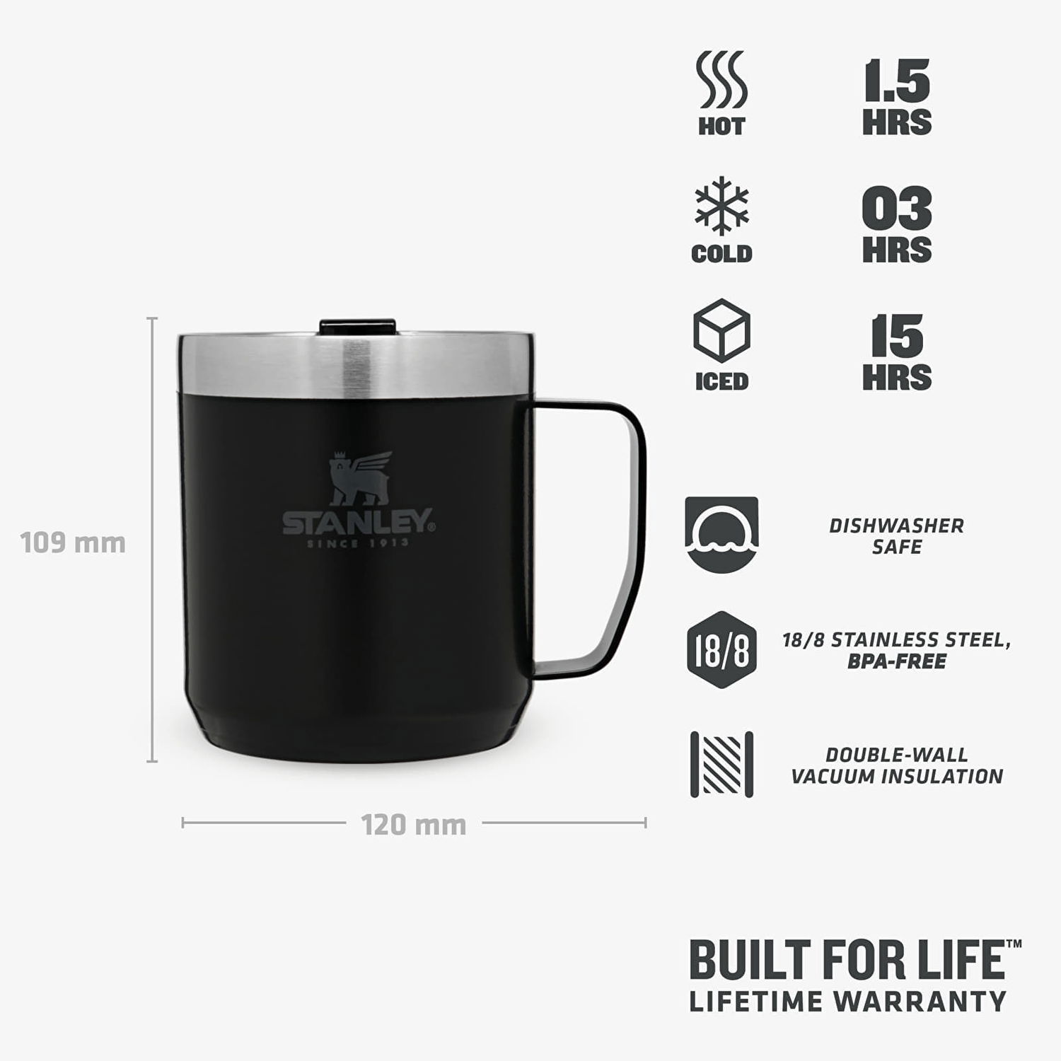 Бутилки за пиене Stanley Stay-Hot Camp Mug 350 ml Черно | 10-09366-006, 1