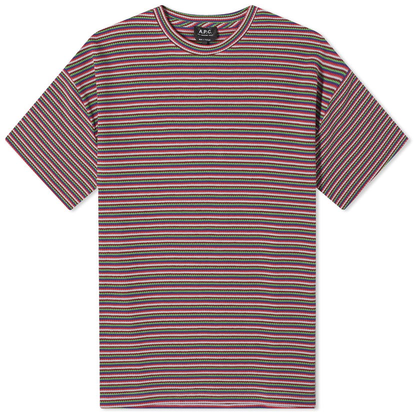 Тениска A.P.C. Bahaia Stripe T-Shirt Червено | COGCG-H26231-FAG