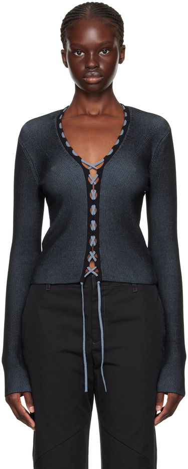Пуловер Dion Lee Lace-Up Ribbed Cardigan Черно | C7222F23, 0