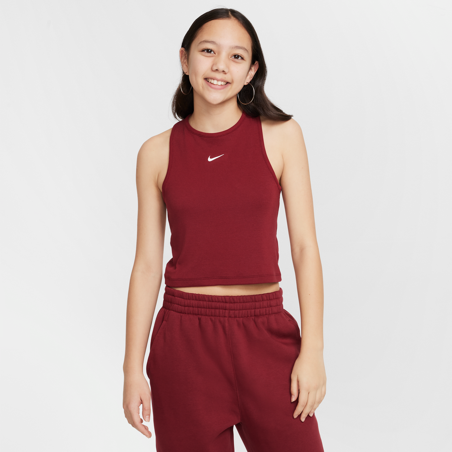 Потник Nike Nike Sportswear Ribbed Crop Tank Top Бургунди | FZ5551-677, 1