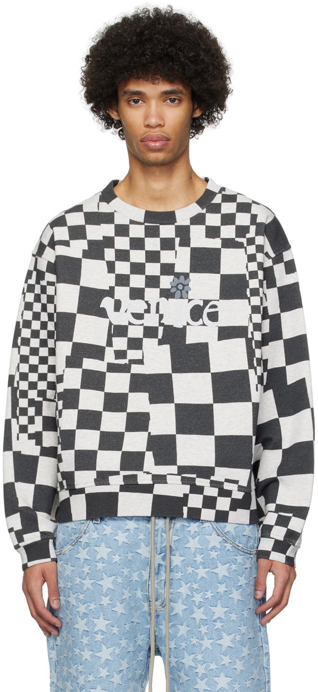 Суитчър ERL 'Venice' Checkerboard Print Sweatshirt Сиво | ERL08T023