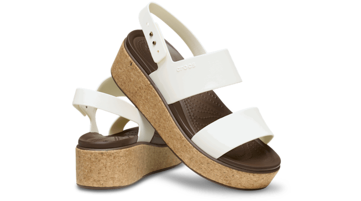 Кецове и обувки Crocs Brooklyn Cork Low Wedge Sandals Бяло | 211144-0WV, 1