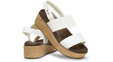 Кецове и обувки Crocs Brooklyn Cork Low Wedge Sandals Бяло | 211144-0WV, 1