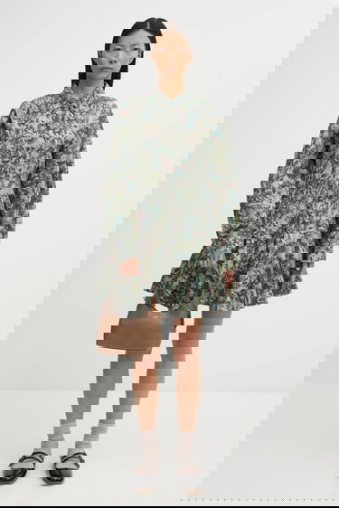 Pокля GANNI Printed Stretch Cotton Buttoned Mini Dress Многоцветен | W1096, 5