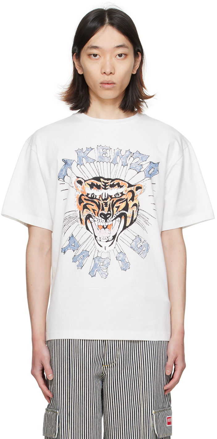 Тениска KENZO Paris Drawn T-Shirt Бяло | FE55TS2744SG, 0