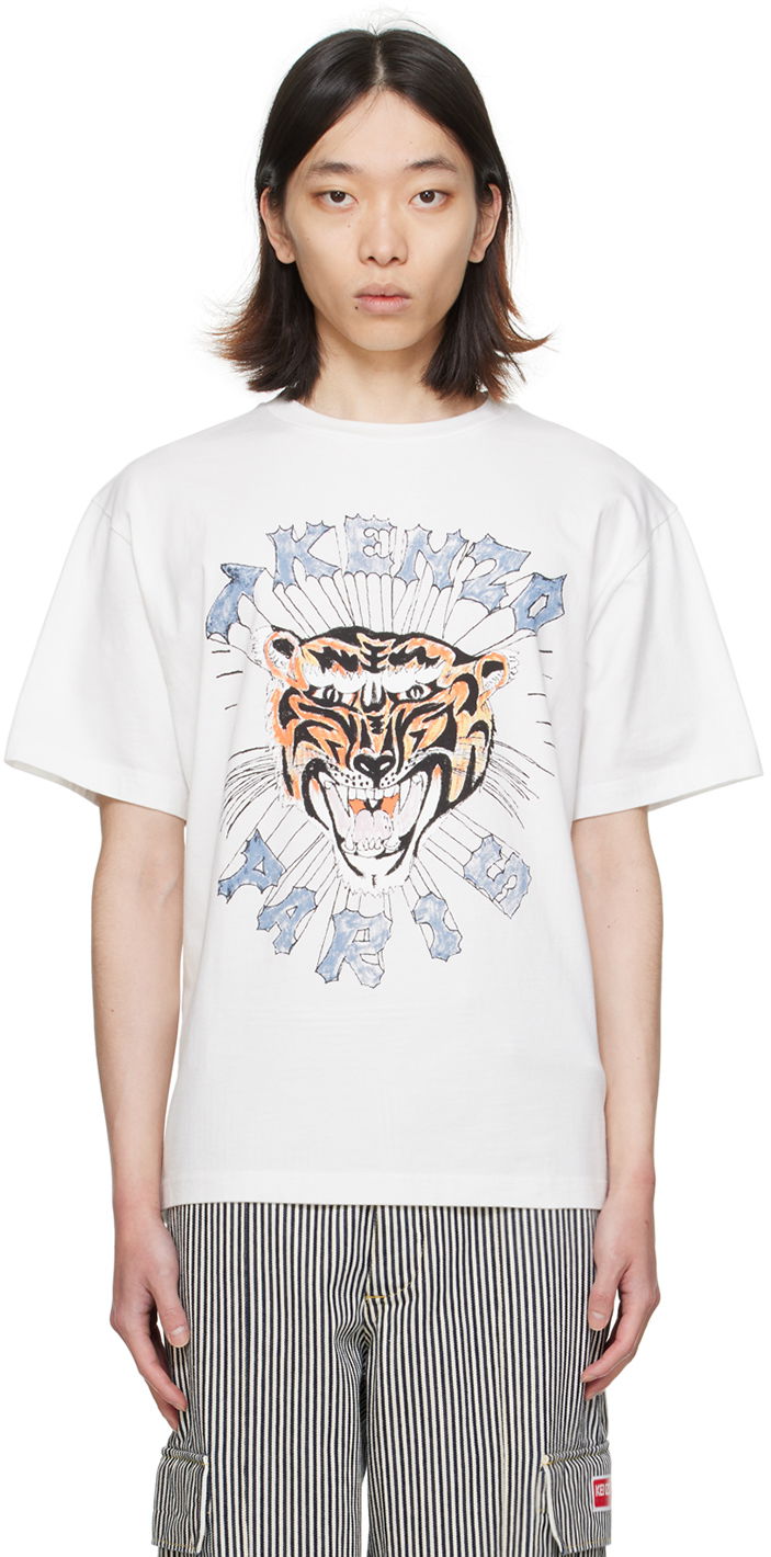 Тениска KENZO Paris Drawn T-Shirt Бяло | FE55TS2744SG