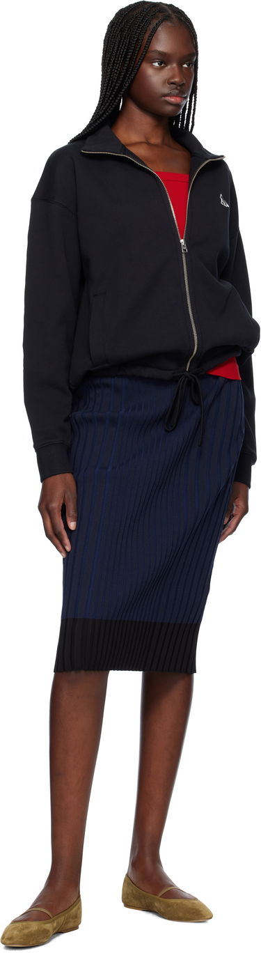 Пола MAISON KITSUNÉ Maison Kitsuné Ribbed Midi Skirt with Fox Patch Тъмно синьо | OW01520KT1121, 3