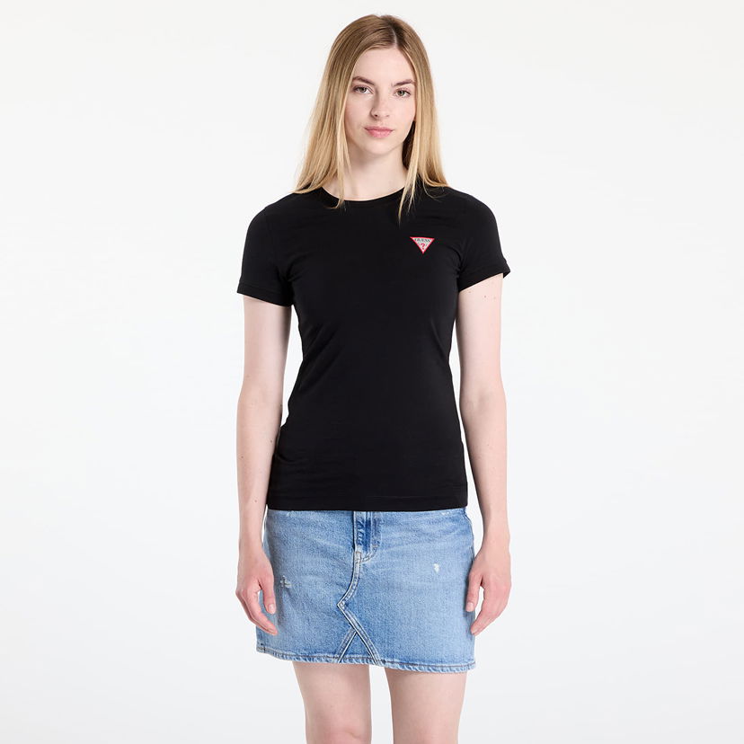 Тениска GUESS Short Sleeve Crew Neck T-Shirt Mini Triangle Черно | W2YI44J1314-JBLK