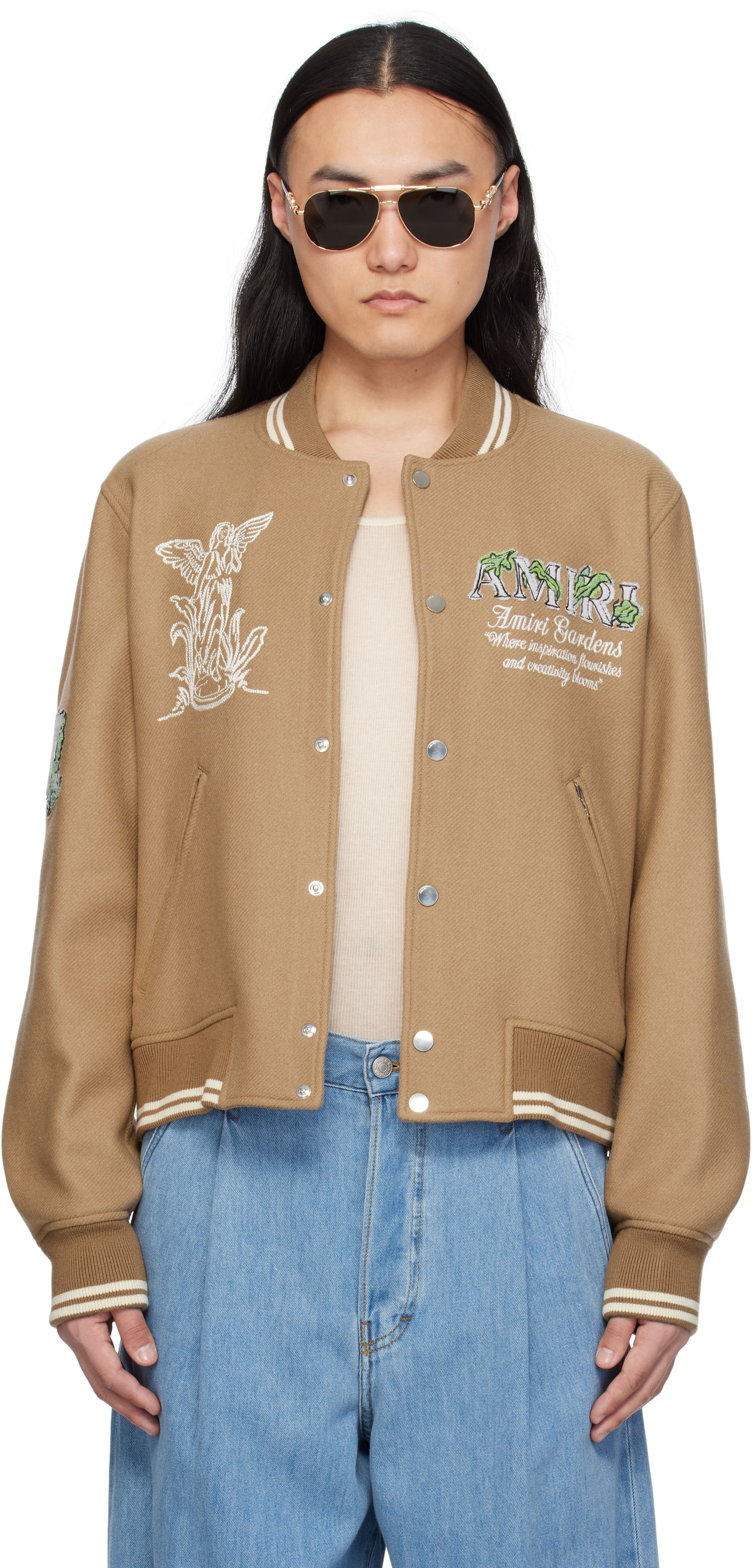 Яке бомбър AMIRI Amiri Garden Bomber Jacket Кафяво | AMOUBB1044, 0
