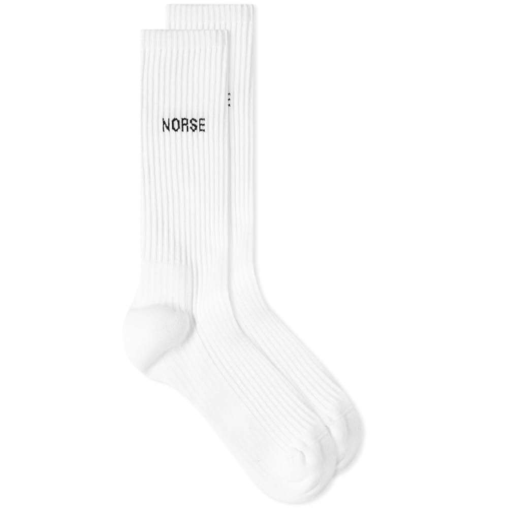 Чорапи NORSE PROJECTS Logo Ribbed Socks Бяло | N82-0060-0001, 0