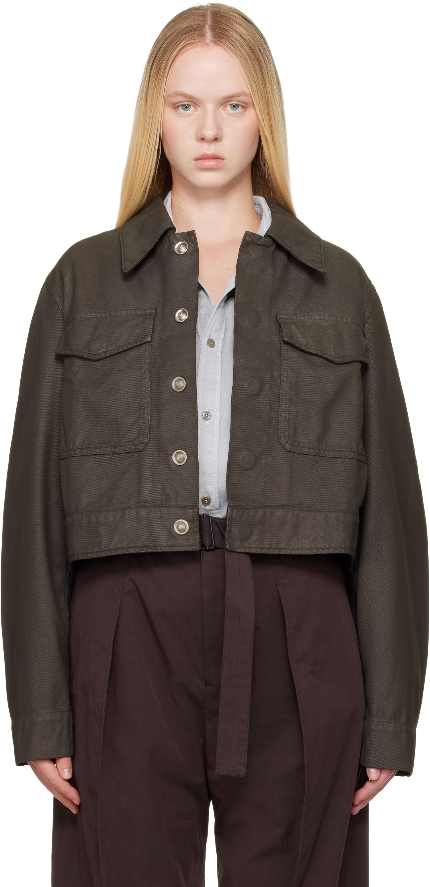 Яке LEMAIRE Lemaire Two Pocket Cropped Jacket Зелено | OW1139 LD1030, 0