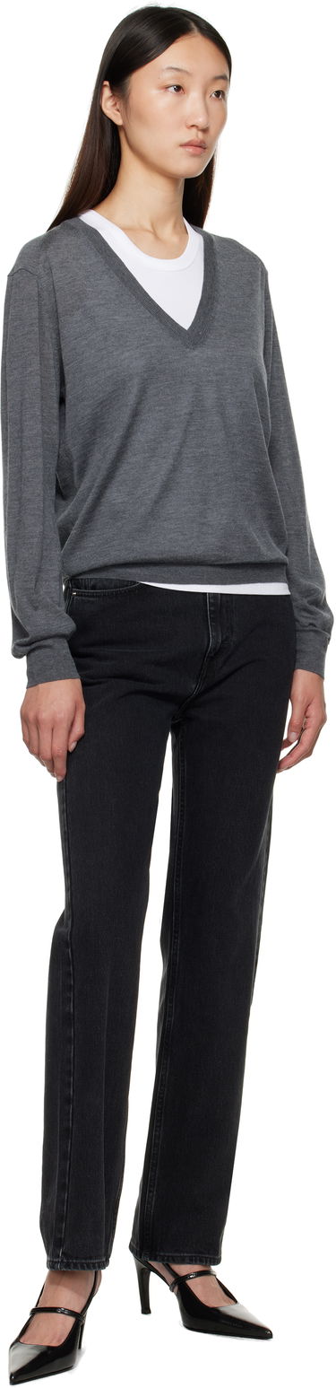 Пуловер Loulou de Saison Loulou de Saison Julio Cashmere V-Neck Sweater Сиво | JULIO, 3