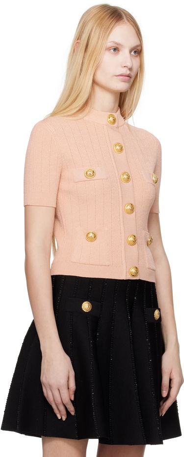 Пуловер Balmain Balmain 4-Pocket Knitted Cardigan Розово | EF1KL023KB07, 1