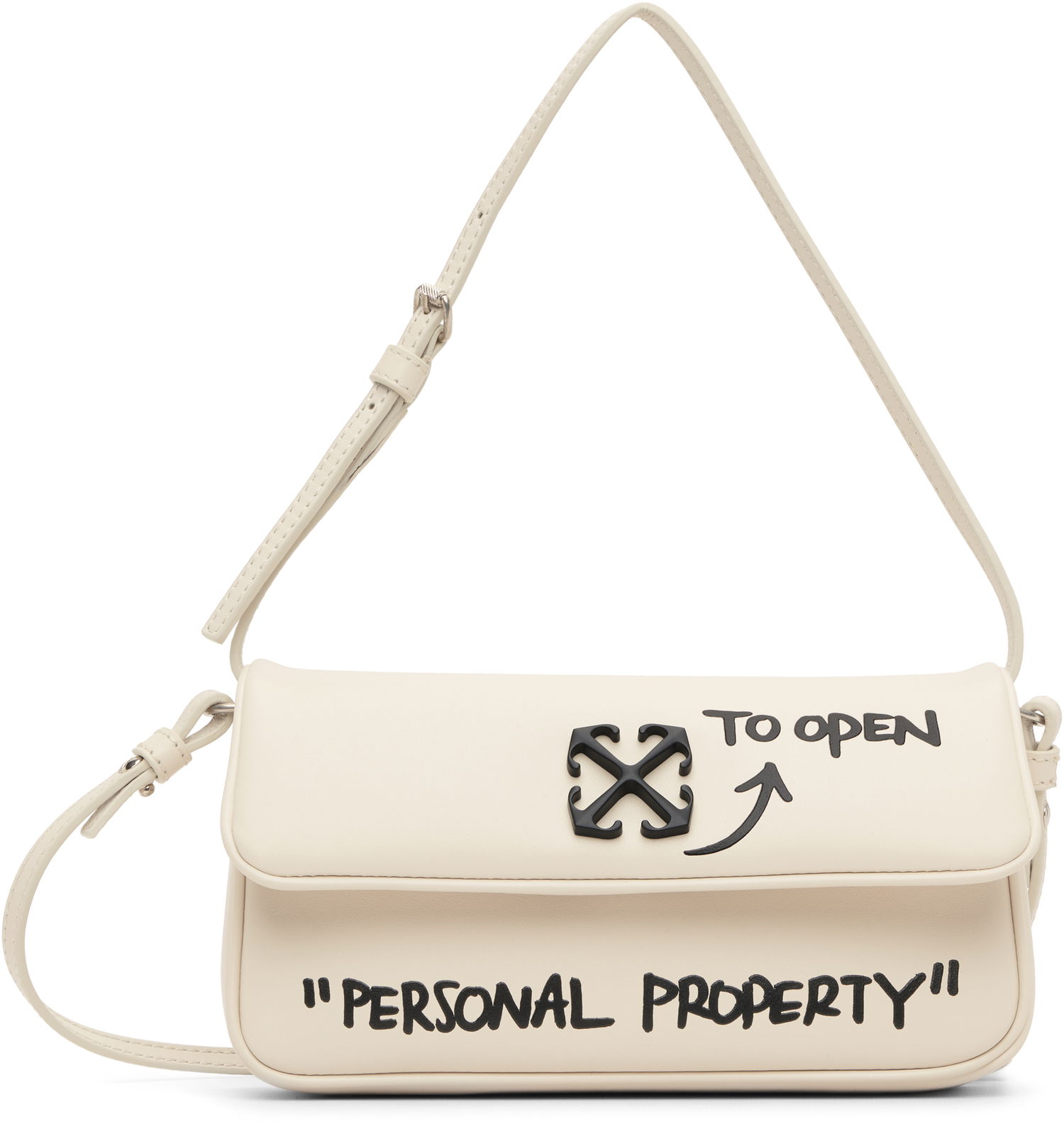 Чанта през рамо Off-White Jitney Shoulder 0.7 Quote Bag Бежово | OWNN18BC99LEA0010410, 0