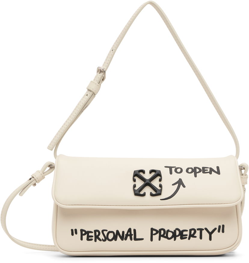 Чанта през рамо Off-White Jitney Shoulder 0.7 Quote Bag Бежово | OWNN18BC99LEA0010410
