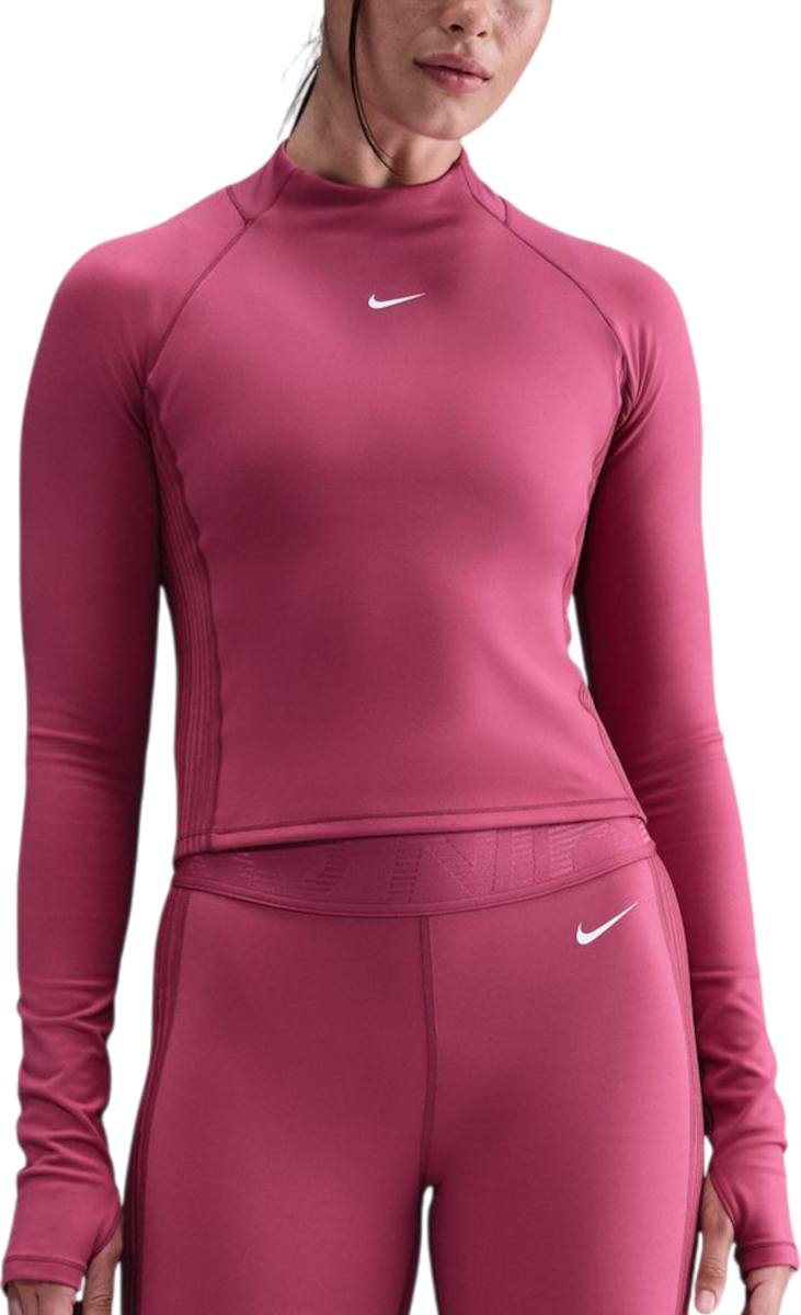 Тениска Nike Pro Long-Sleeve Mock Neck Performance Top Бургунди | hv3736-634
