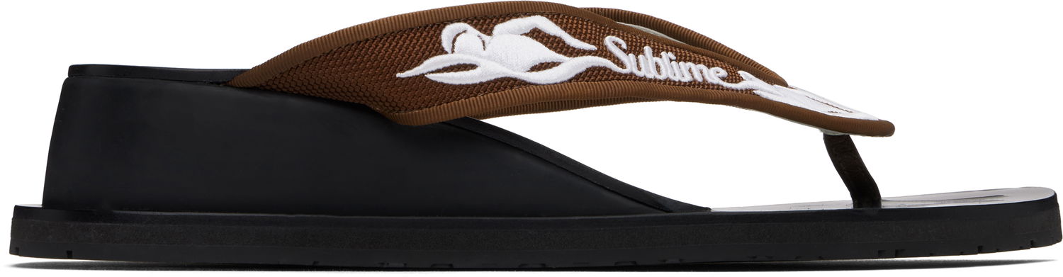 Бански Tory Burch Tory Burch Sublime Wedge Flip-Flops Кафяво | 173758-961, 0