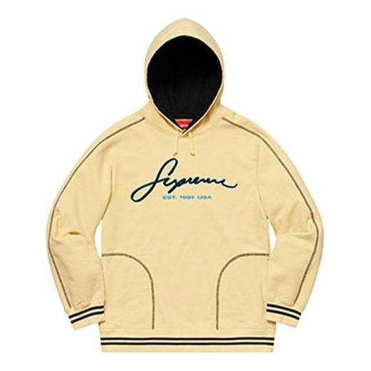 Суитчър Supreme Contrast Embroidered Hooded Sweatshirt Жълто | SUP-SS19-929