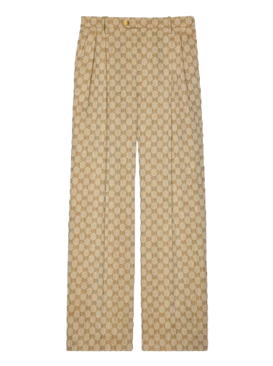 Панталони Gucci GG Linen Cotton Jacquard Trousers Бежово | 756533 ZAMC5 2014