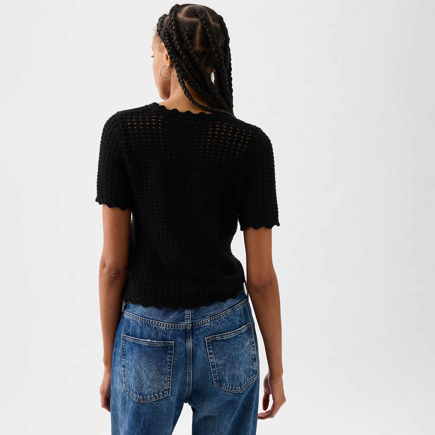 Тениска GAP Shortsleeve Crochet Tee True Black V2 Черно | 864914-01, 1