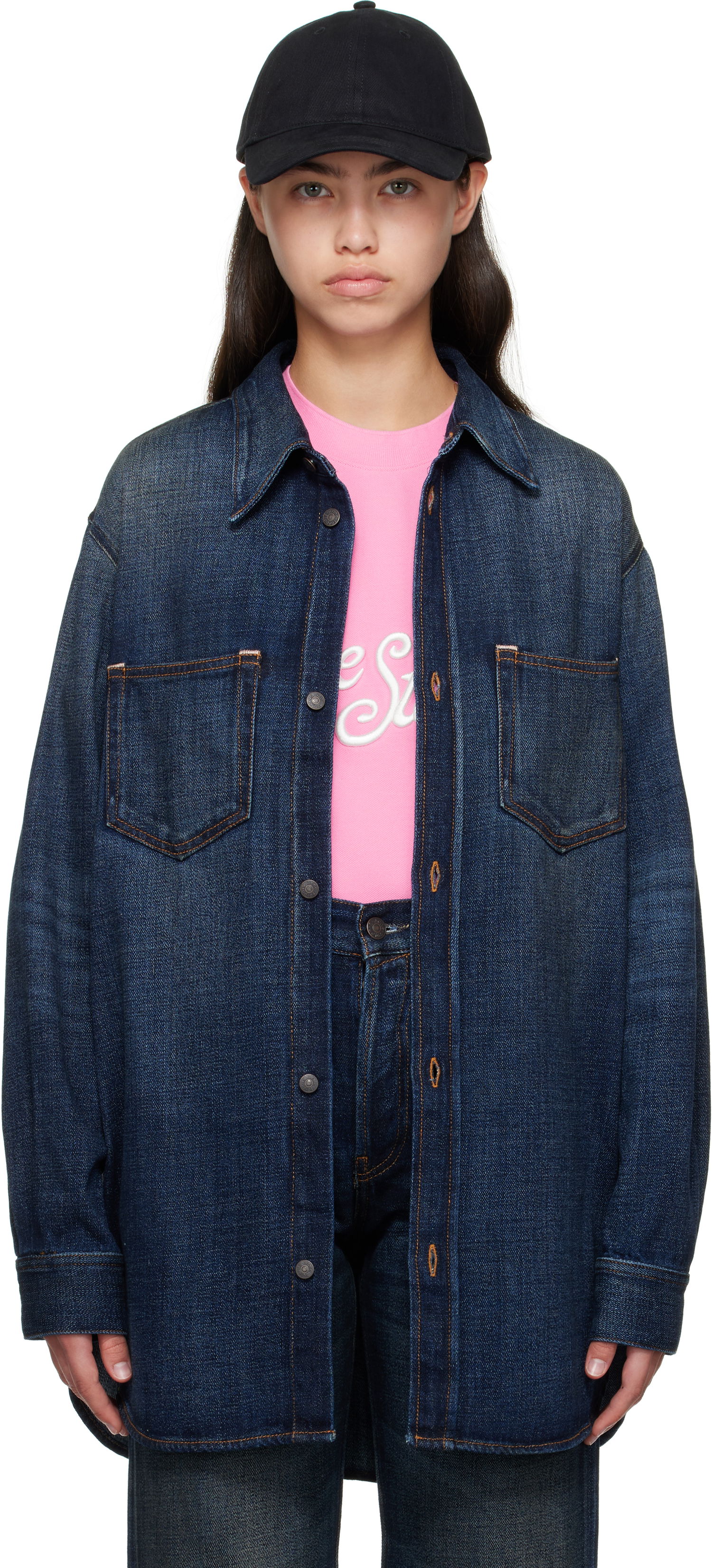 Риза Acne Studios Acne Studios Denim Button-Up Shirt Синьо | CB0112-, 0