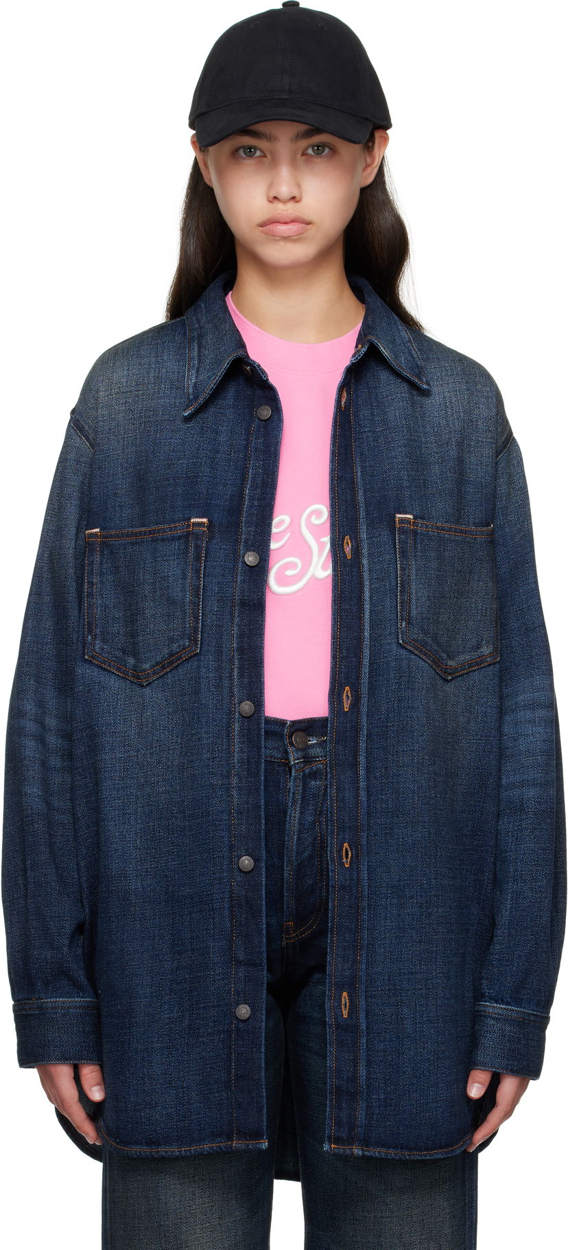Риза Acne Studios Acne Studios Denim Button-Up Shirt Синьо | CB0112-