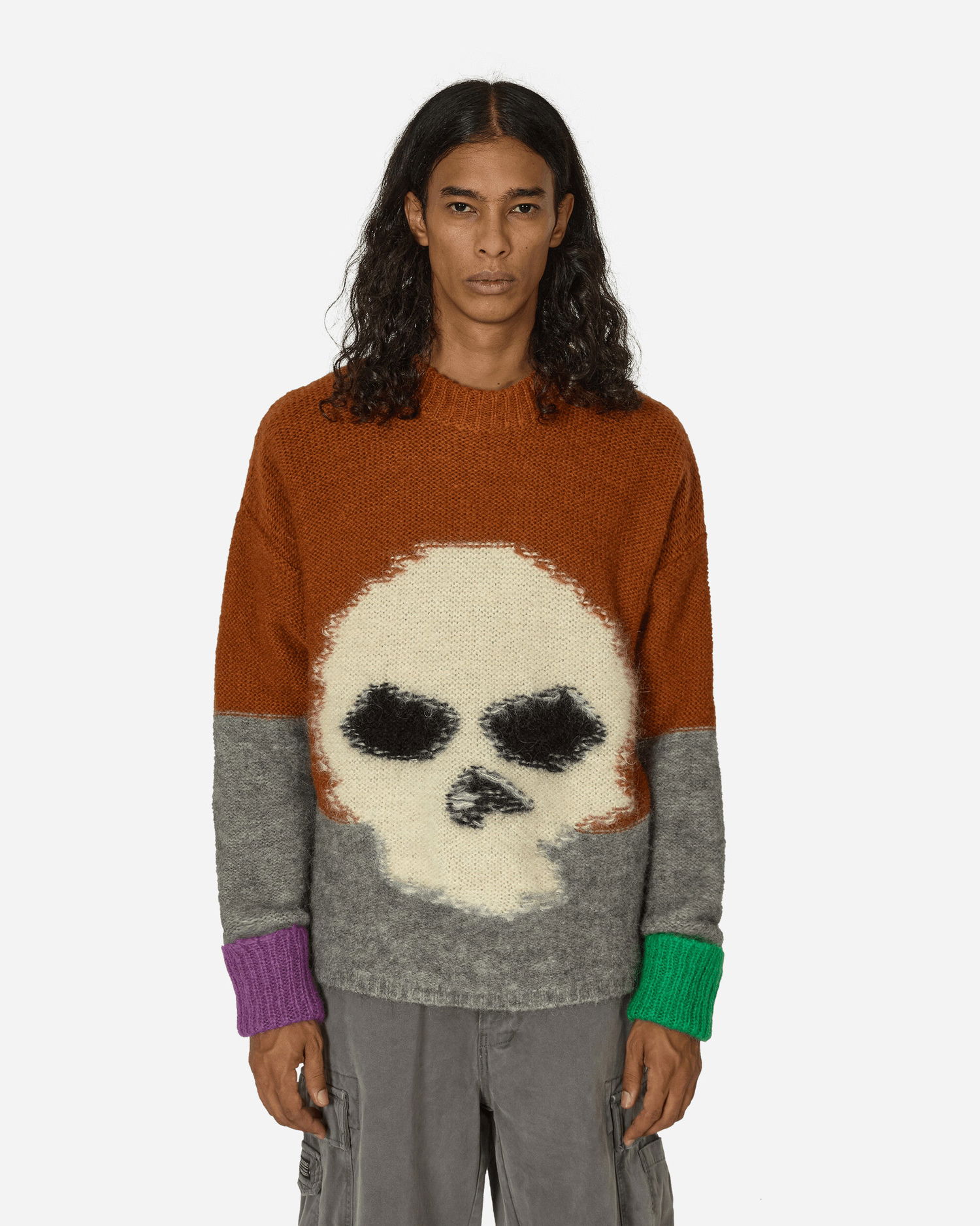 Пуловер ERL Skull Intarsia Mohair Sweater Оранжево
 | ERL09N004 BROWN, 0