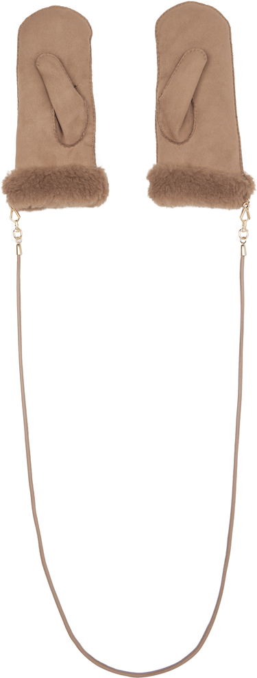 Ръкавици Max Mara Shearling Mittens with Cord Бежово | 2524566092600, 1