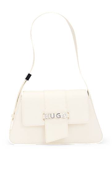 Чанта през рамо BOSS HUGO Faux-Leather Shoulder Bag with Logo Hardware Бяло | 50541806