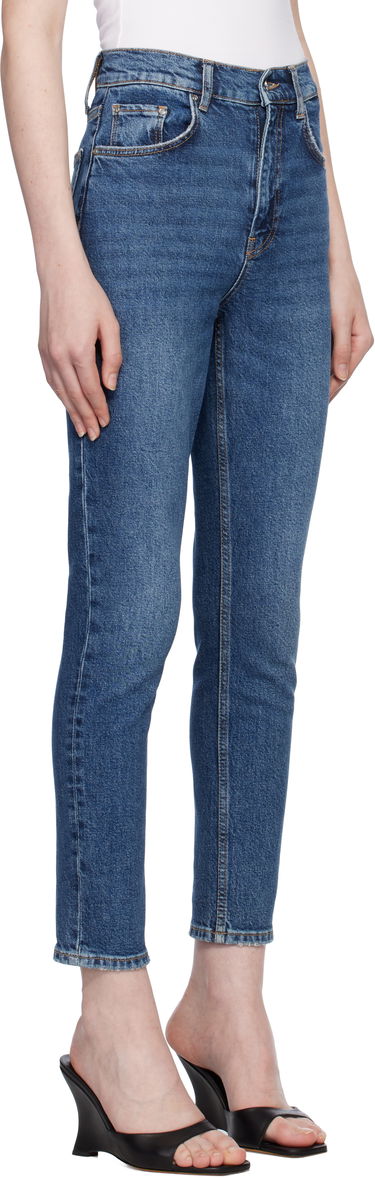 Дънки Anine Bing Straight Leg Cropped Jeans Синьо | A-06-0088-405C, 1