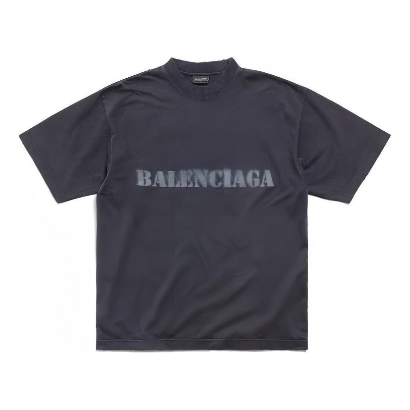 Тениска Balenciaga Stencil Type T-Shirt Черно | 764235TQVA31750
