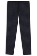 Tapered-fit Pinstripe Trousers with Drawstring in Brushed Stretch Flannel